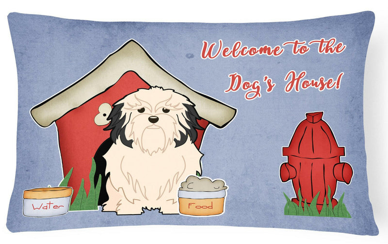 Dog House Collection Lowchen Canvas Fabric Decorative Pillow BB2773PW1216