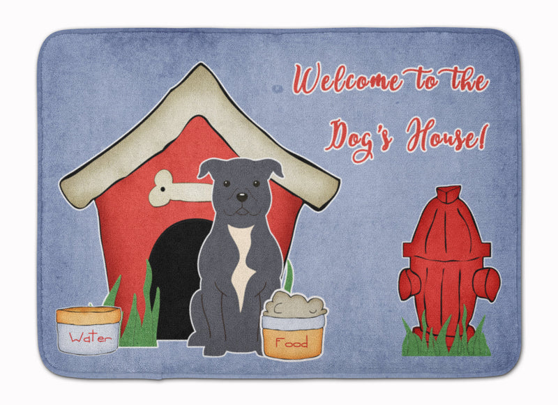 Dog House Collection Staffordshire Bull Terrier Blue Machine Washable Memory Foam Mat BB2800RUG