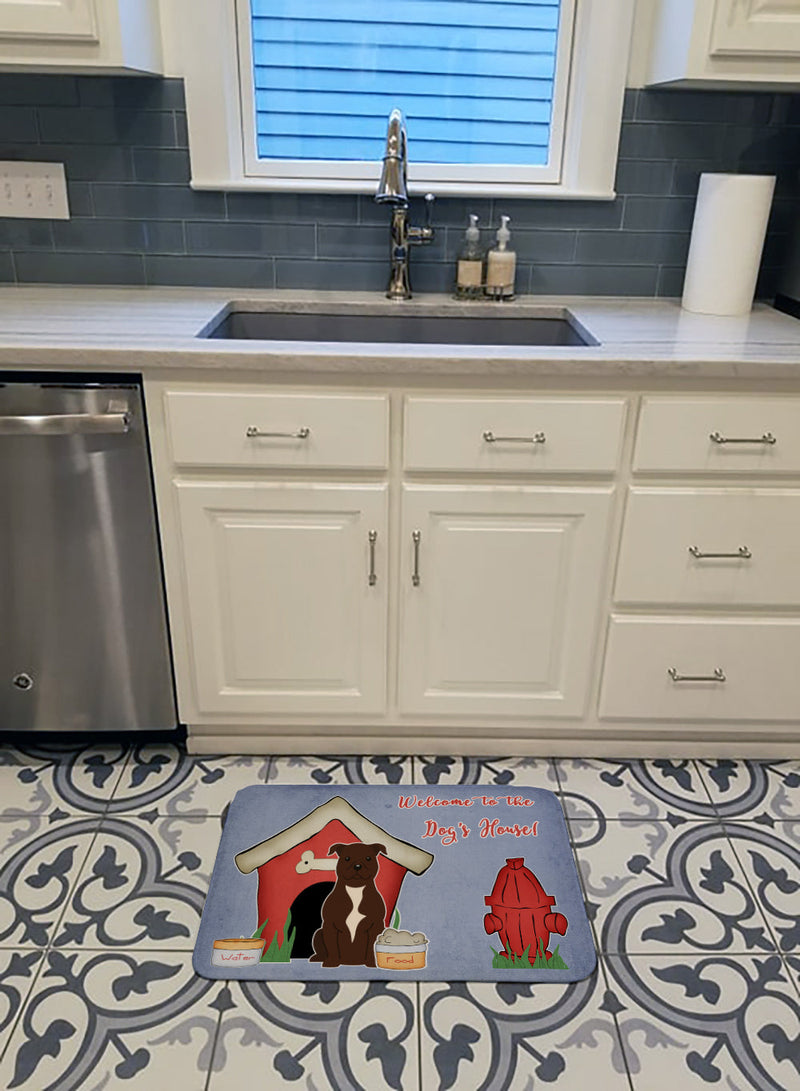 Dog House Collection Staffordshire Bull Terrier Chocolate Machine Washable Memory Foam Mat BB2802RUG