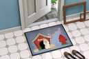 Dog House Collection Poodle White Doormat Indoor Outdoor 24H X 36W Front Door Mat Rugs for Entryway, Non Slip Washable Low Pile,