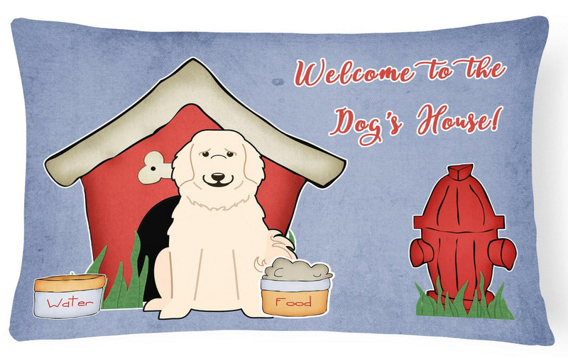 Dog House Collection Great Pyrenese Canvas Fabric Decorative Pillow BB2837PW1216