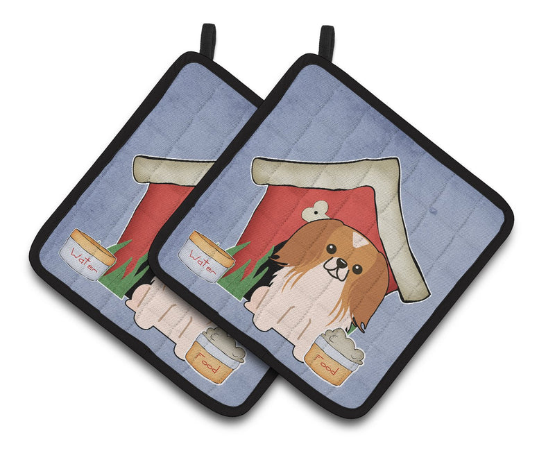 Dog House Collection Pekingnese Red White Pair of Pot Holders BB2857PTHD