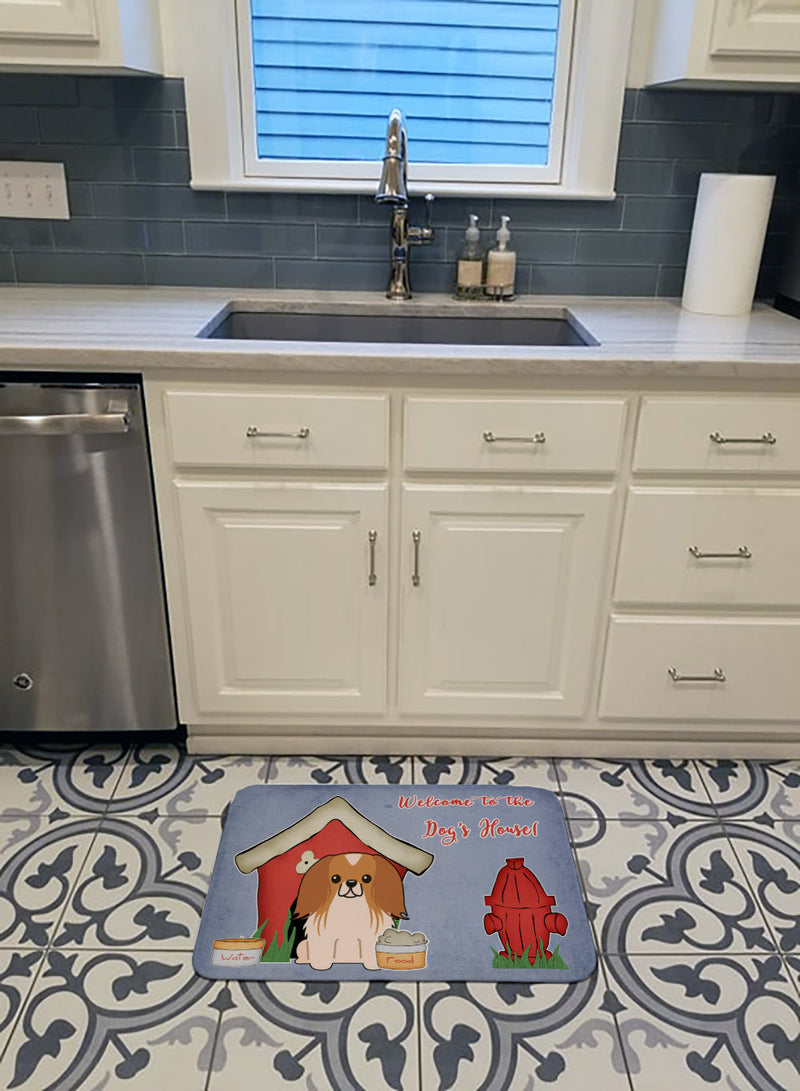 Dog House Collection Pekingnese Red White Machine Washable Memory Foam Mat BB2857RUG