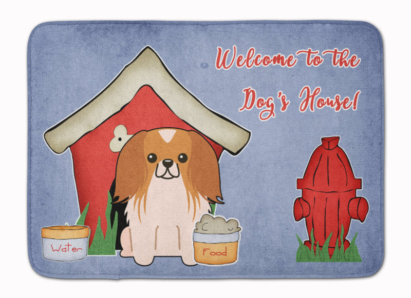 Dog House Collection Pekingnese Red White Machine Washable Memory Foam Mat BB2857RUG