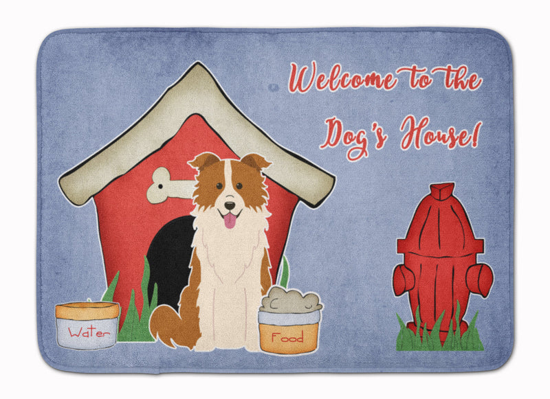 Dog House Collection Border Collie Red White Machine Washable Memory Foam Mat BB2873RUG