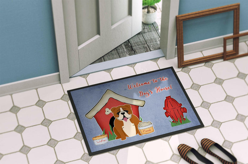 Dog House Collection English Bulldog Red White Indoor or Outdoor Mat 24x36 BB2874JMAT