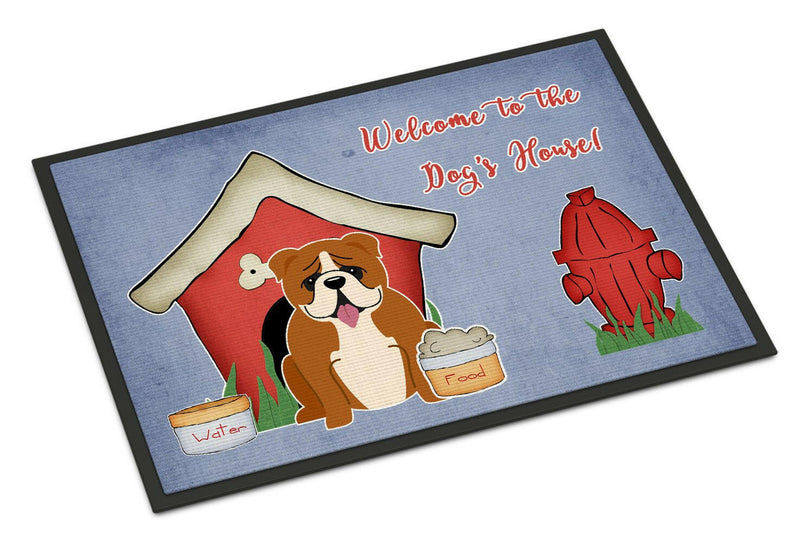 Dog House Collection English Bulldog Red White Indoor or Outdoor Mat 24x36 BB2874JMAT