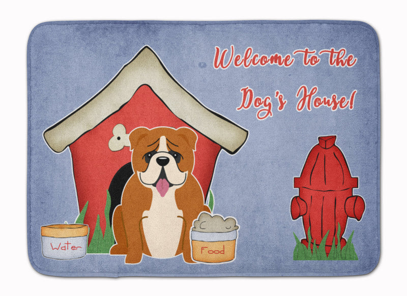 Dog House Collection English Bulldog Red White Machine Washable Memory Foam Mat BB2874RUG