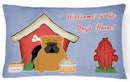 Dog House Collection English Bulldog Red Decorative Throw Pillow 12x16 Indoor Outdoor Accent Cushion, Fabric Cover with Insert for Sofa, Bed, Porch & Living Room