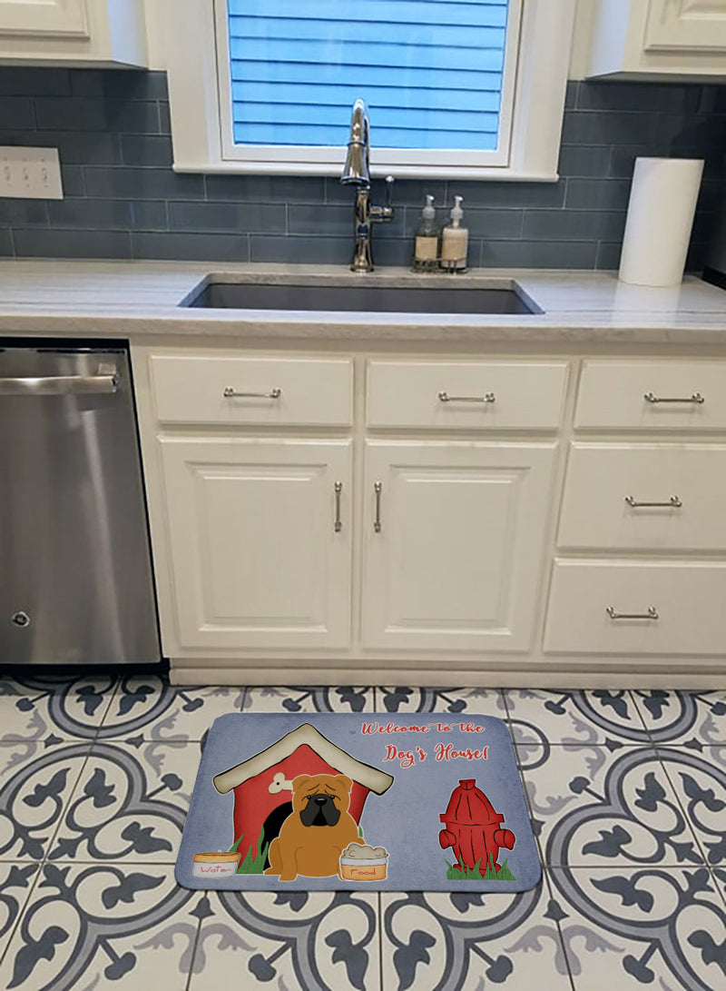 Dog House Collection English Bulldog Red Machine Washable Memory Foam Mat BB2876RUG