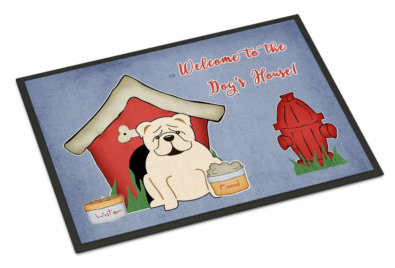 Dog House Collection English Bulldog White Indoor or Outdoor Mat 18x27 BB2877MAT