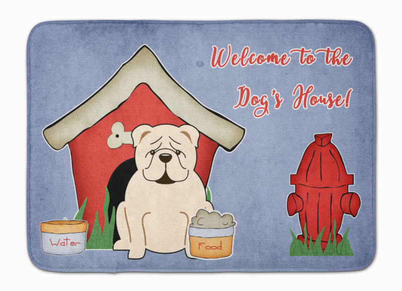 Dog House Collection English Bulldog White Machine Washable Memory Foam Mat BB2877RUG