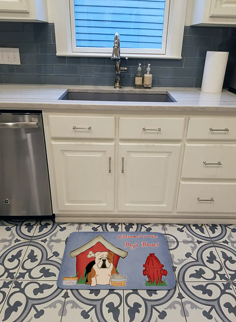 Dog House Collection English Bulldog Fawn White Machine Washable Memory Foam Mat BB2879RUG