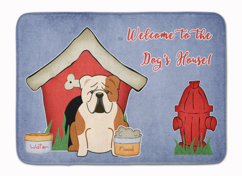 Dog House Collection English Bulldog Fawn White Machine Washable Memory Foam Mat BB2879RUG