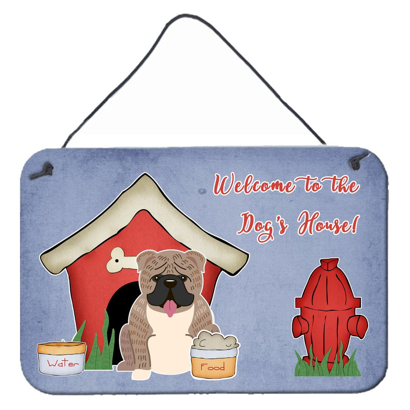 Dog House Collection English Bulldog Grey Brindle Wall or Door Hanging Prints