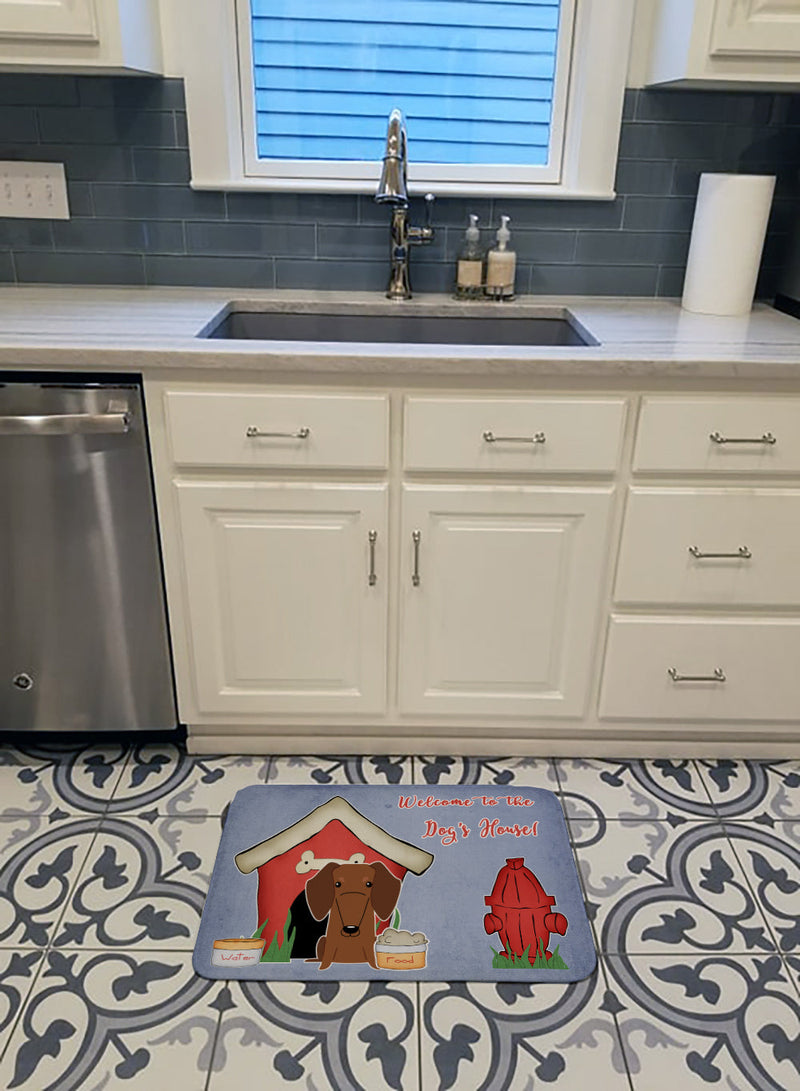 Dog House Collection Dachshund Red Brown Machine Washable Memory Foam Mat BB2884RUG