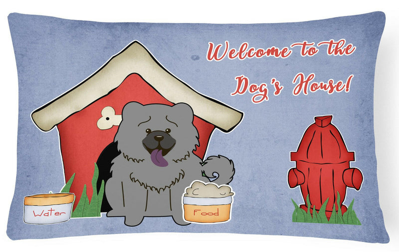 Dog House Collection Chow Chow Blue Canvas Fabric Decorative Pillow BB2893PW1216