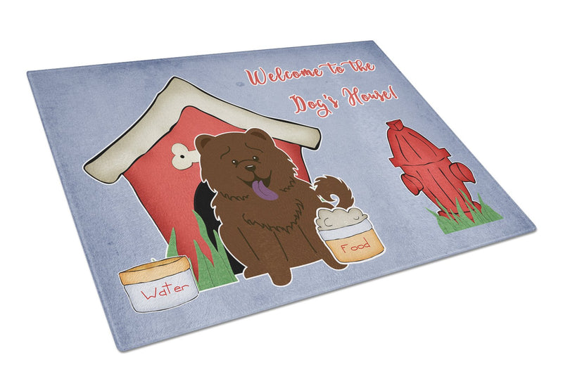 Dog House CollectionChow Chow Chocolate Glass Cutting Board Large BB2895LCB