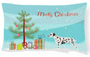 Dalmatian Merry Christmas Tree Decorative Throw Pillow 12x16 Indoor Outdoor Accent Cushion, Fabric Cover with Insert for Sofa, Bed, Porch & Living Room