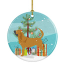 Bloodhound Merry Christmas Tree Ornament - Round Ceramic Ornament – Artist-Designed Keepsake Decoration BB2902CO1