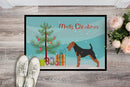 Welsh Terrier Merry Christmas Tree Doormat Indoor Outdoor 18H X 27W Front Door Mat Rugs for Entryway, Non Slip Washable