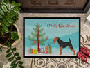Welsh Terrier Merry Christmas Tree Doormat Indoor Outdoor 18H X 27W Front Door Mat Rugs for Entryway, Non Slip Washable