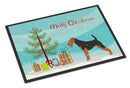 Welsh Terrier Merry Christmas Tree Doormat Indoor Outdoor 18H X 27W Front Door Mat Rugs for Entryway, Non Slip Washable