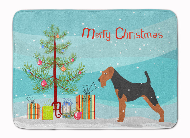 Welsh Terrier Merry Christmas Tree Machine Washable Memory Foam Mat BB2903RUG