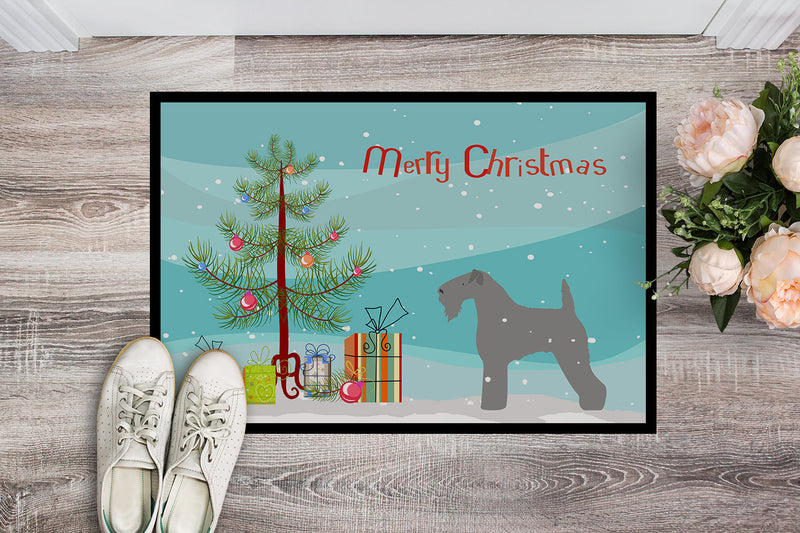 Kerry Blue Terrier Merry Christmas Tree Indoor or Outdoor Mat 18x27 BB2910MAT