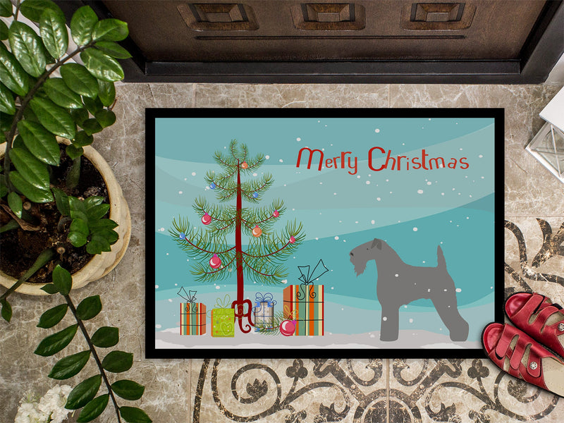 Kerry Blue Terrier Merry Christmas Tree Indoor or Outdoor Mat 18x27 BB2910MAT