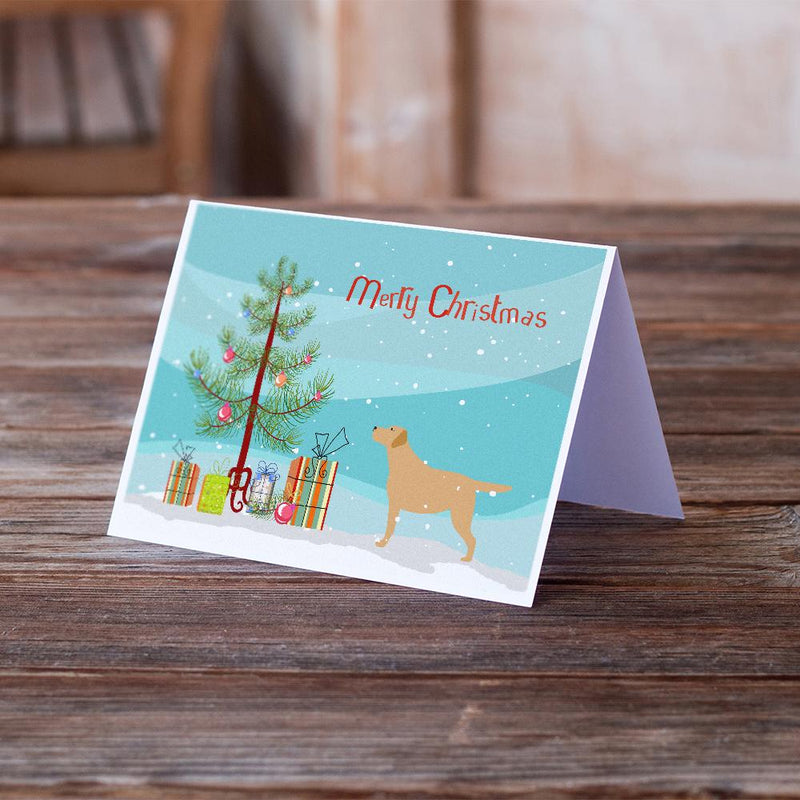 Yellow Labrador Retriever Merry Christmas Tree Greeting Cards and Envelopes Pack of 8