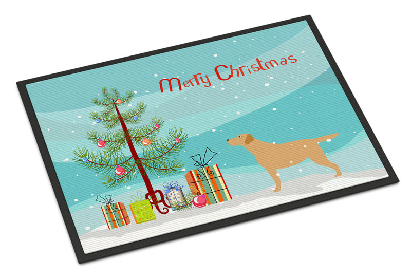 Yellow Labrador Retriever Merry Christmas Tree Indoor or Outdoor Mat 18x27 BB2915MAT