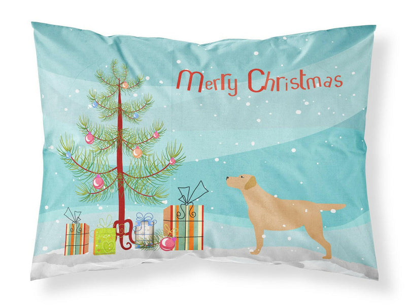 Yellow Labrador Retriever Merry Christmas Tree Fabric Standard Pillowcase BB2915PILLOWCASE