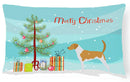 American Foxhound Merry Christmas Tree Canvas Fabric Decorative Pillow BB2916PW1216