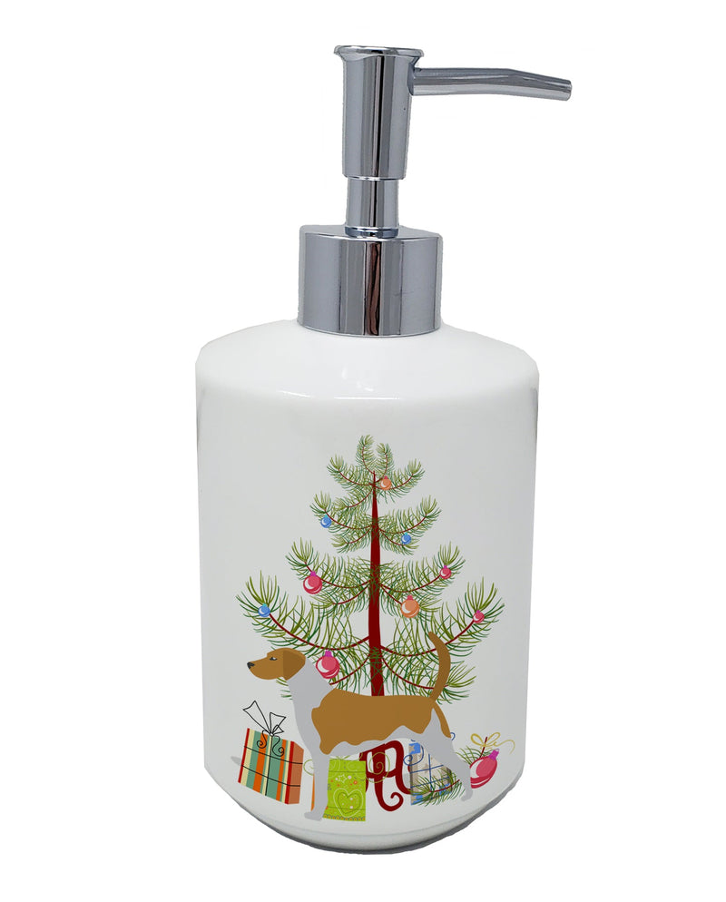 American Foxhound Merry Christmas Tree Ceramic Soap Dispenser