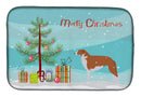 Borzoi Russian Greyhound Merry Christmas Tree Dish Drying Mat – Absorbent, Artistic Kitchen Essentials BB2917DDM