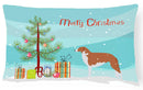 Borzoi Russian Greyhound Merry Christmas Tree Canvas Fabric Decorative Pillow BB2917PW1216