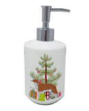 Borzoi Russian Greyhound Merry Christmas Tree Ceramic Soap Dispenser