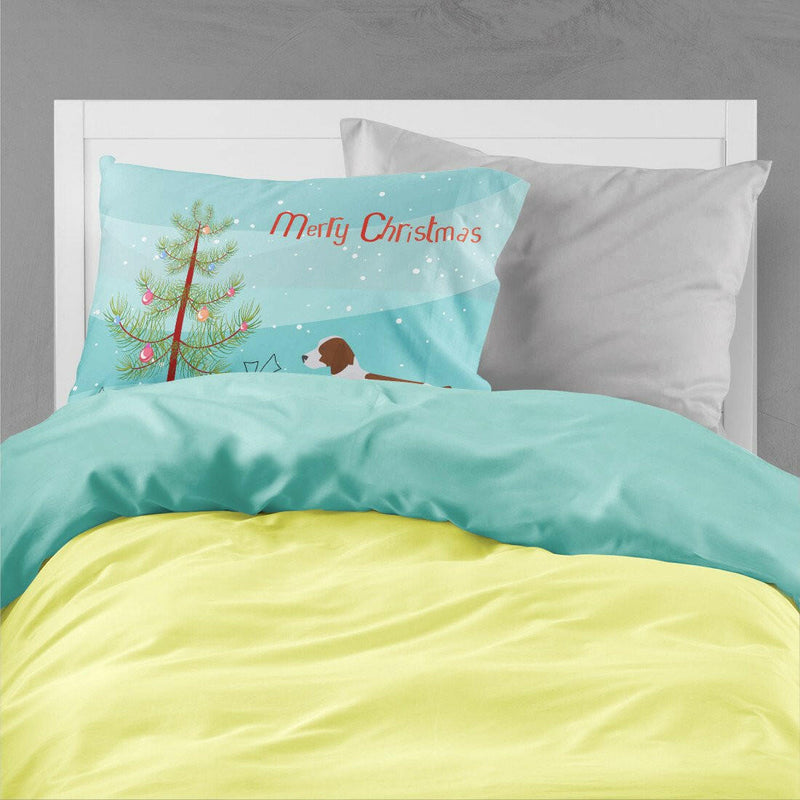 Welsh Springer Spaniel Merry Christmas Tree Fabric Standard Pillowcase BB2918PILLOWCASE