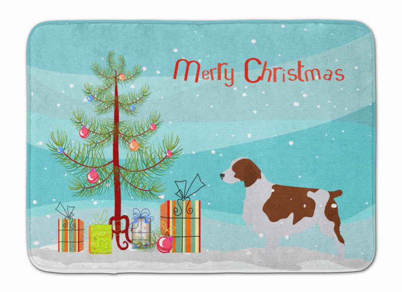 Welsh Springer Spaniel Merry Christmas Tree Machine Washable Memory Foam Mat BB2918RUG