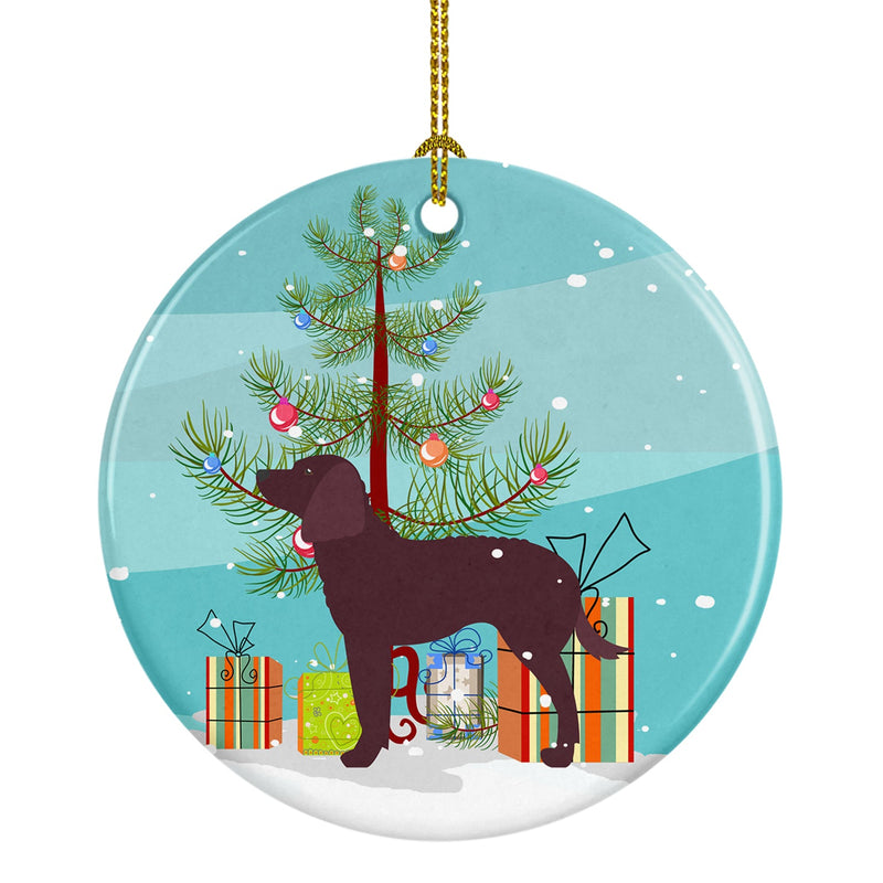 American Water Spaniel Merry Christmas Tree Ornament - Round Ceramic Ornament – Artist-Designed Keepsake Decoration BB2919CO1