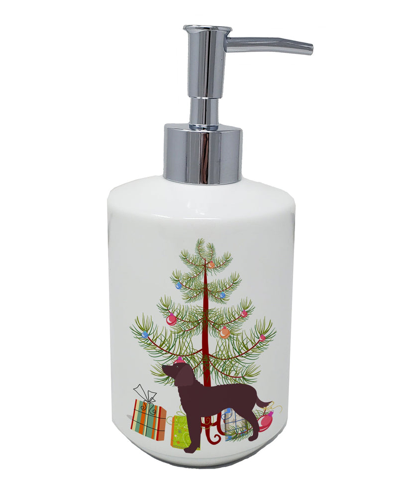 American Water Spaniel Merry Christmas Tree Ceramic Soap Dispenser
