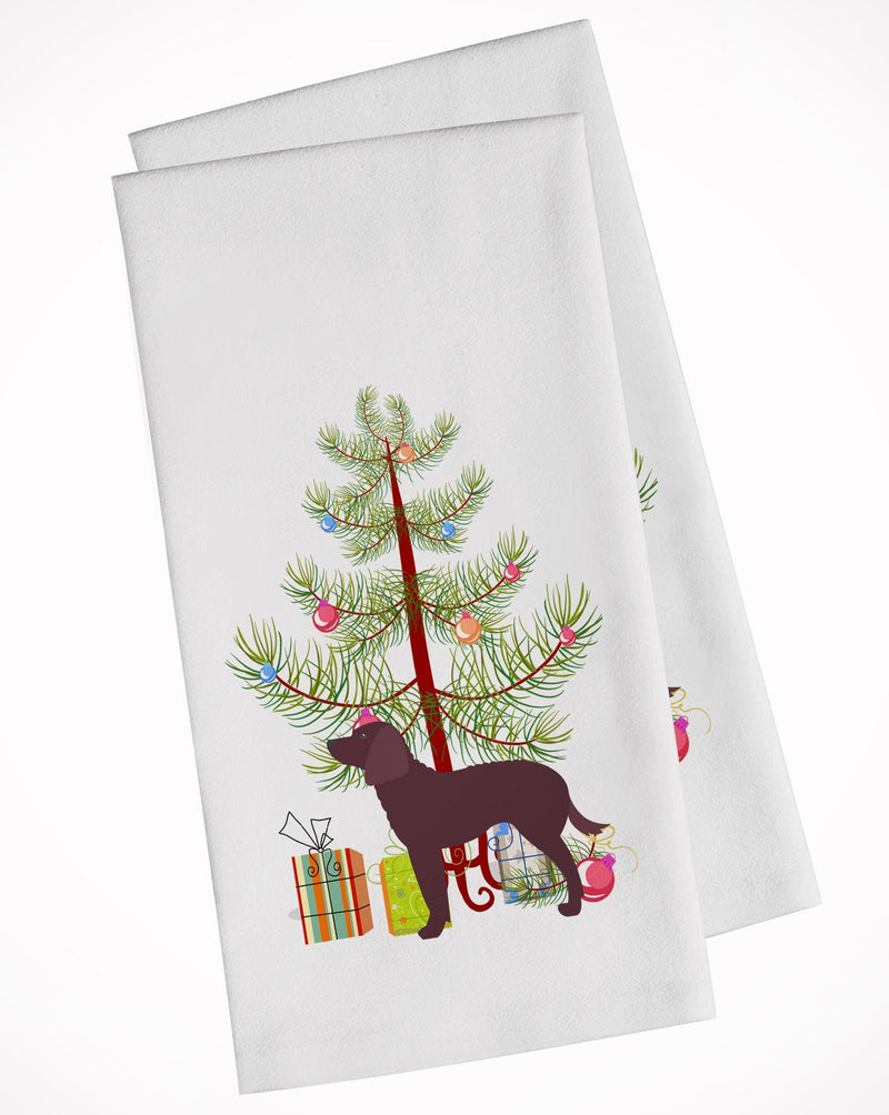 American Water Spaniel Merry Christmas Tree Kitchen Towels – Set of 2 - Decorative & Absorbent Cotton | BB2919WTKT