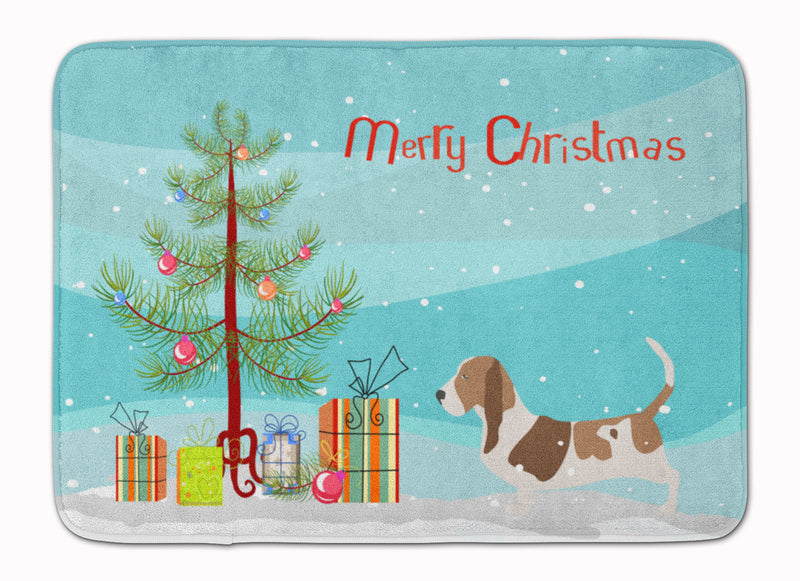 Basset Hound Merry Christmas Tree Machine Washable Memory Foam Mat BB2920RUG