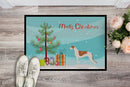 Greyhound Merry Christmas Tree Doormat Indoor Outdoor 18H X 27W Front Door Mat Rugs for Entryway, Non Slip Washable