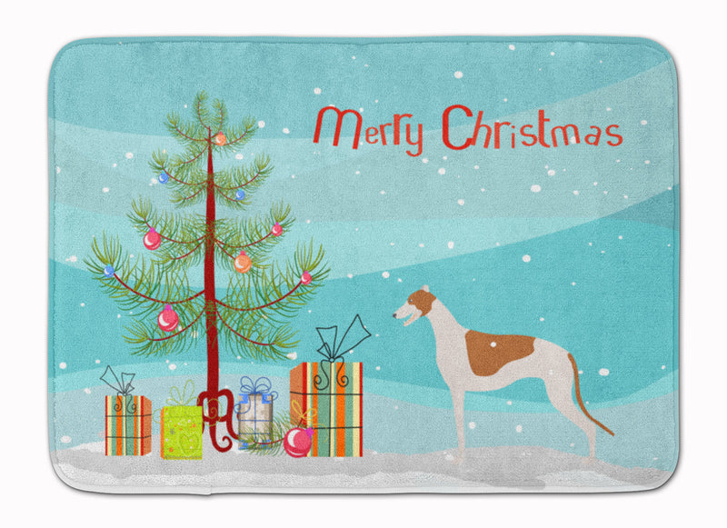 Greyhound Merry Christmas Tree Machine Washable Memory Foam Mat BB2923RUG