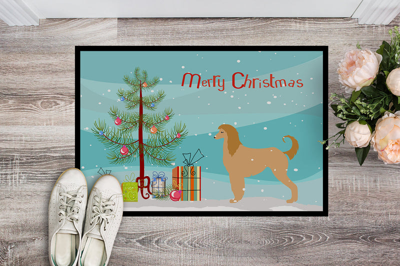 Afghan Hound Merry Christmas Tree Indoor or Outdoor Mat 18x27 BB2924MAT