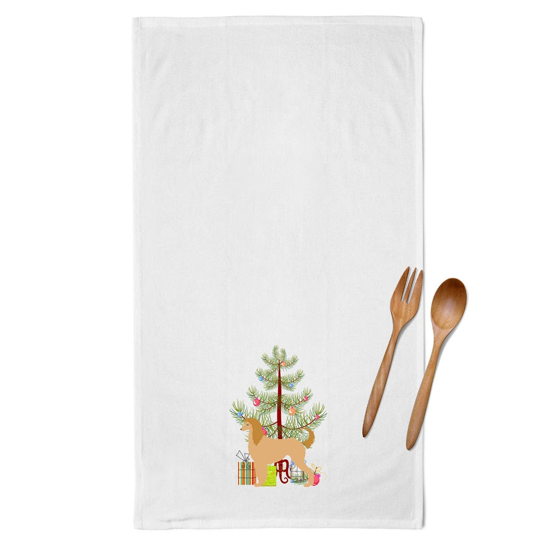 Afghan Hound Merry Christmas Tree White Kitchen Towel Set of 2 BB2924WTKT