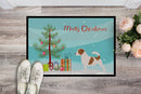 Jack Russell Terrier Merry Christmas Tree Doormat Indoor Outdoor 18H X 27W Front Door Mat Rugs for Entryway, Non Slip Washable