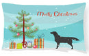 Black Labrador Retriever Merry Christmas Tree Canvas Fabric Decorative Pillow BB2926PW1216
